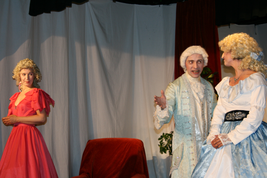 Henriette (M. Ehart), Clitandre (W. Peter) und Armande (R. Ebermann)