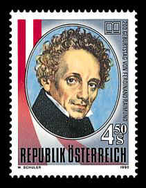 200. Geburtstag von Ferdinand Raimund Sonderpostmarke: Ausgabe: 1. Juni 1990 Nennwert: 4,50 S